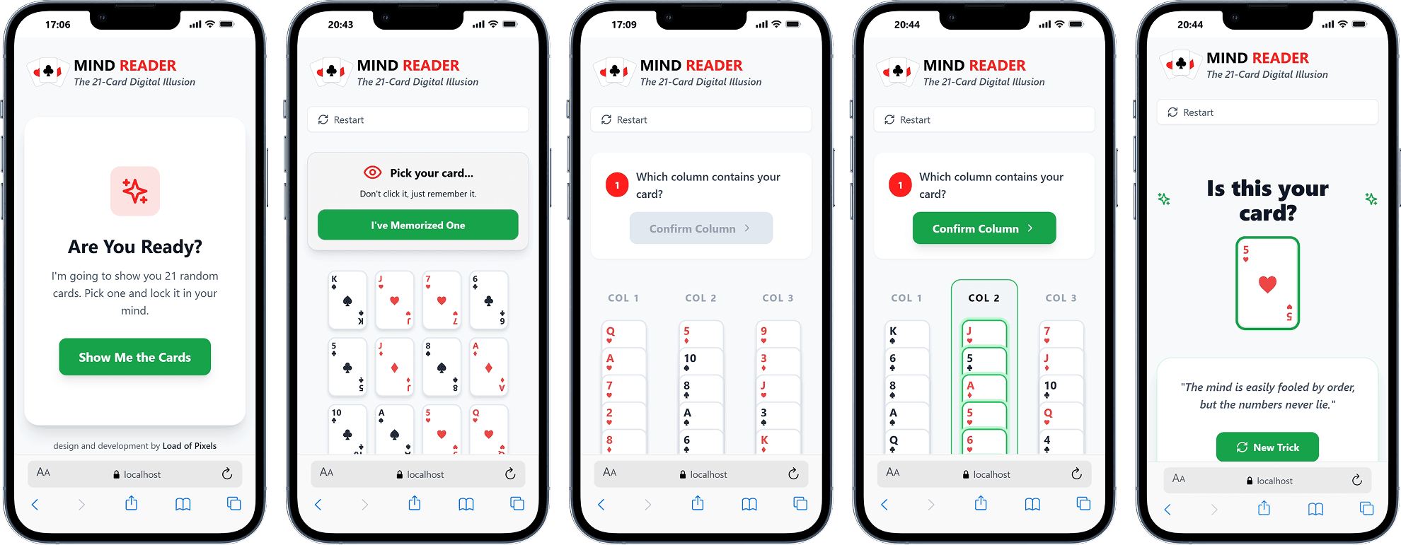 MIND READER - The 21-Card Digital Illusion